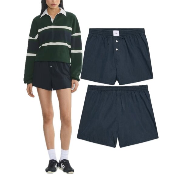 Aritzia Pants - Aritzia TNA Dally Cotton Poplin Boxer Short (Ink Navy)